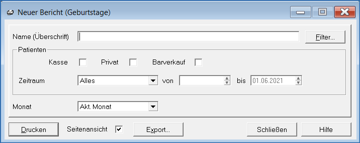 Bericht Patienten Geburtstagsliste